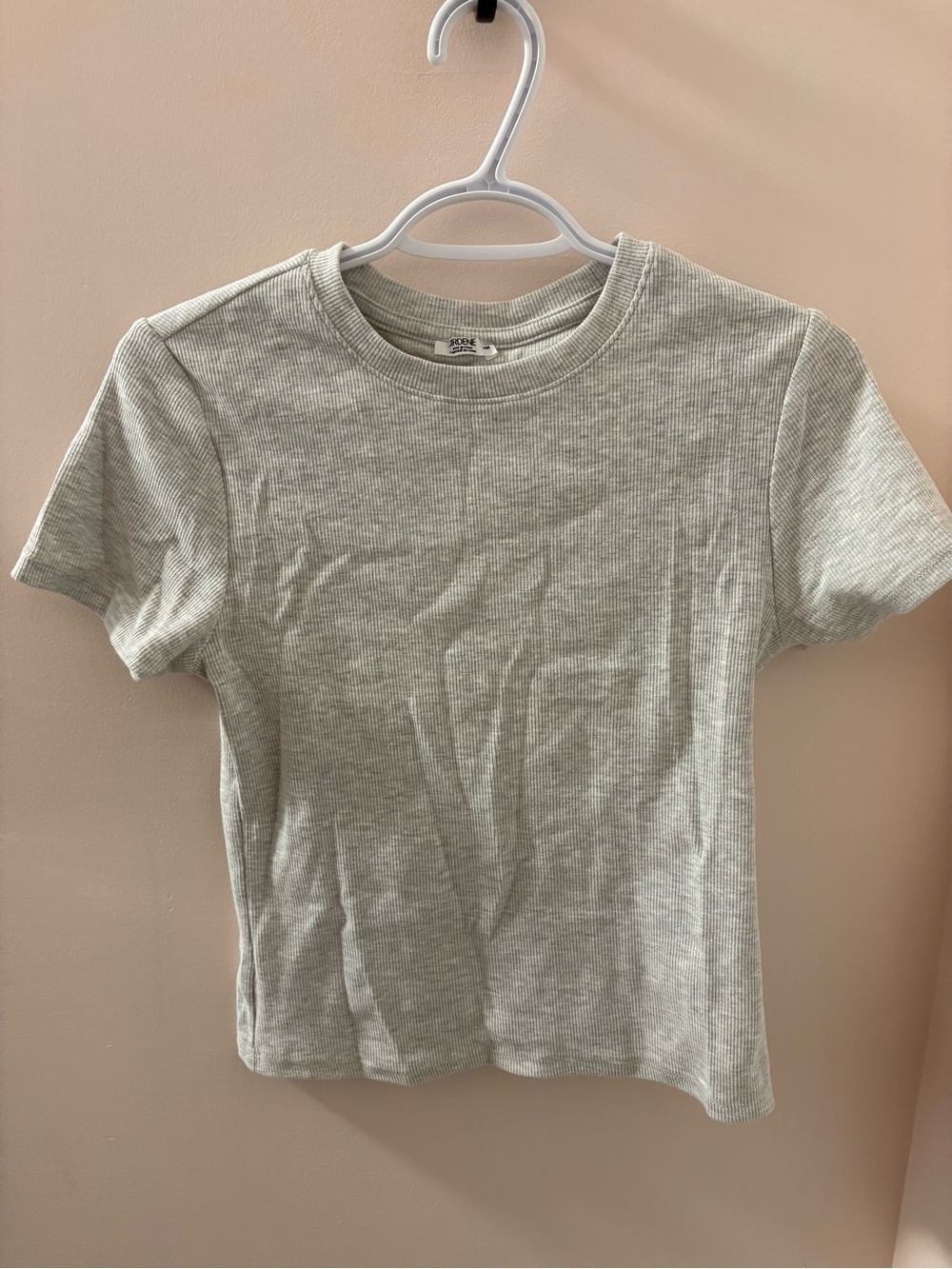 Ardene Light Gray Ribbed Short Sleeve Tee